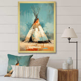 Turquoise Beige Native Tipi Whispers Of Spirit - People Canvas Wall Art