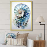 Nautilus Ocean Blue Sheels Symetry - Animals Canvas Wall Art