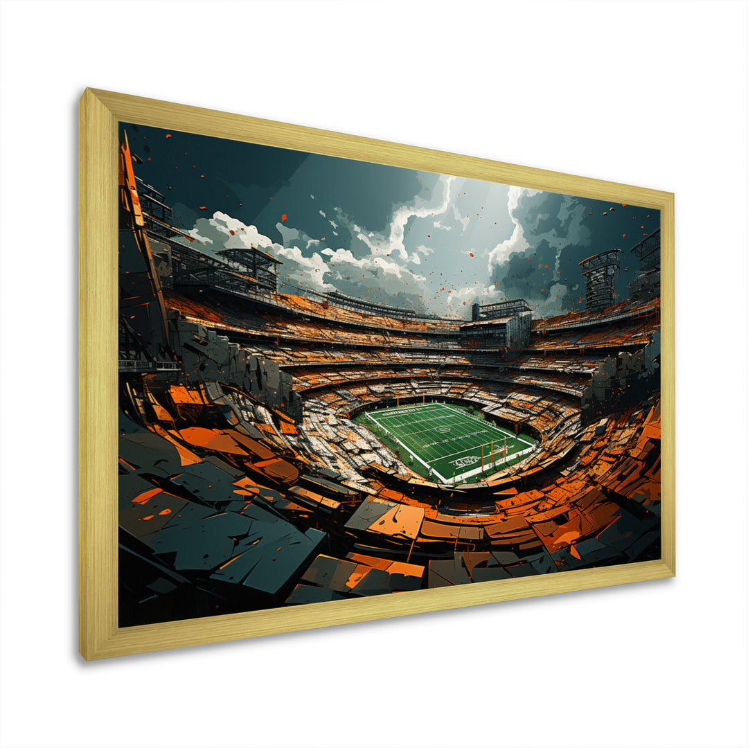 Green Football Abstract Stadium - Football Canvas Wall Art
