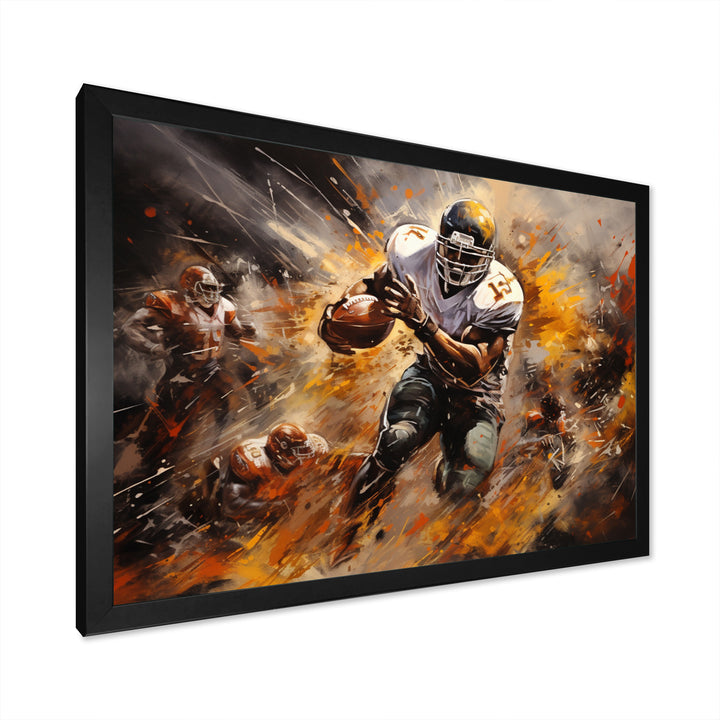 Yellow Football Abstract Victory - Football Canvas Wall Art