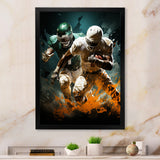 Yellow Football Colliding Energies - Football Canvas Wall Art