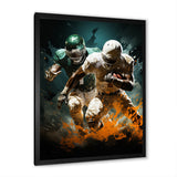 Yellow Football Colliding Energies - Football Canvas Wall Art