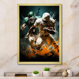 Yellow Football Colliding Energies - Football Canvas Wall Art