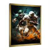 Yellow Football Colliding Energies - Football Canvas Wall Art