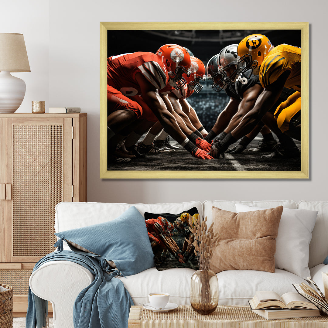 Yellow Football Dynamic Formation - Football Canvas Wall Art