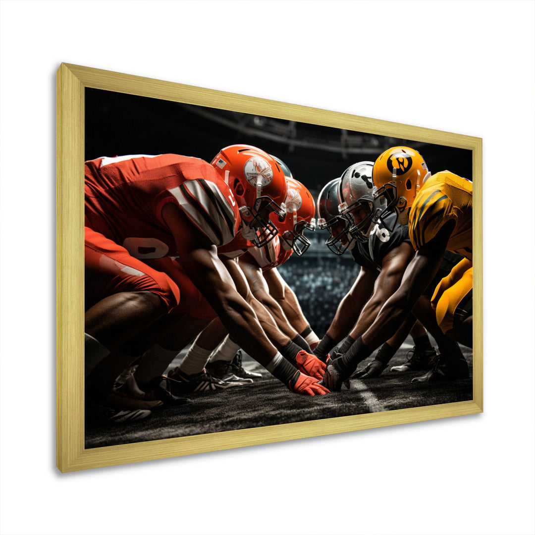 Yellow Football Dynamic Formation - Football Canvas Wall Art