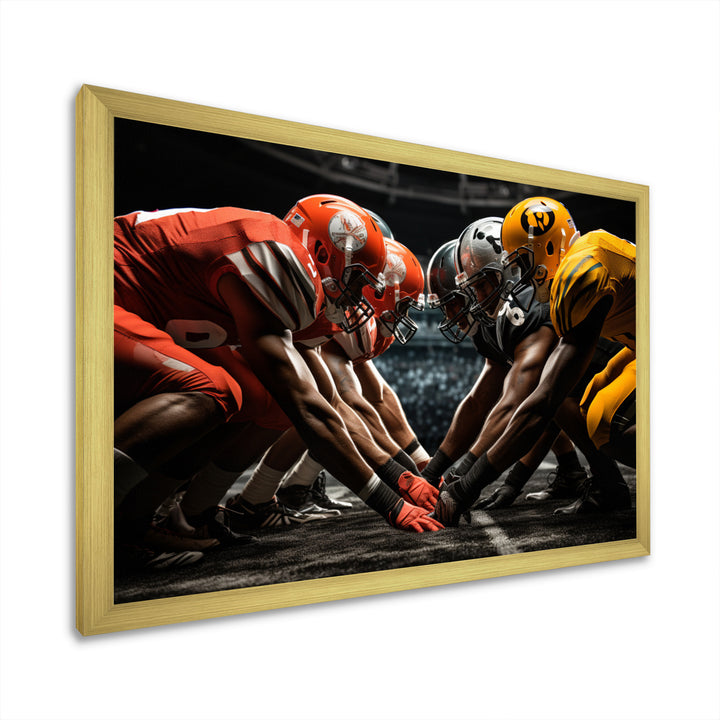 Yellow Football Dynamic Formation - Football Canvas Wall Art