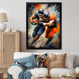 Orange Football Energetic Tackles - Football Canvas Wall Art