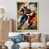 Orange Football Energetic Tackles - Football Canvas Wall Art