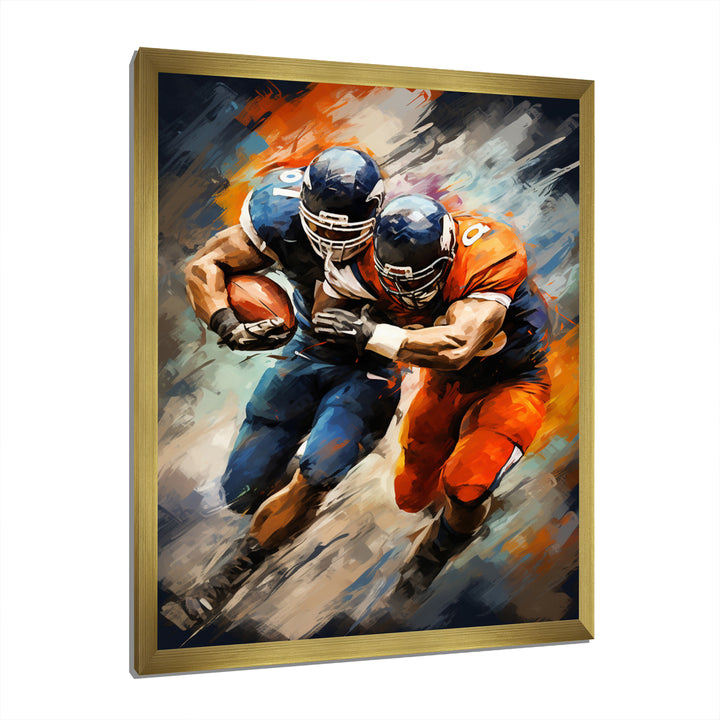 Orange Football Energetic Tackles - Football Canvas Wall Art