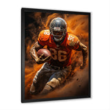 Orange Football Explosive Drives - Football Canvas Wall Art