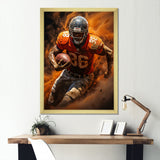 Orange Football Explosive Drives - Football Canvas Wall Art
