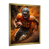 Orange Football Explosive Drives - Football Canvas Wall Art