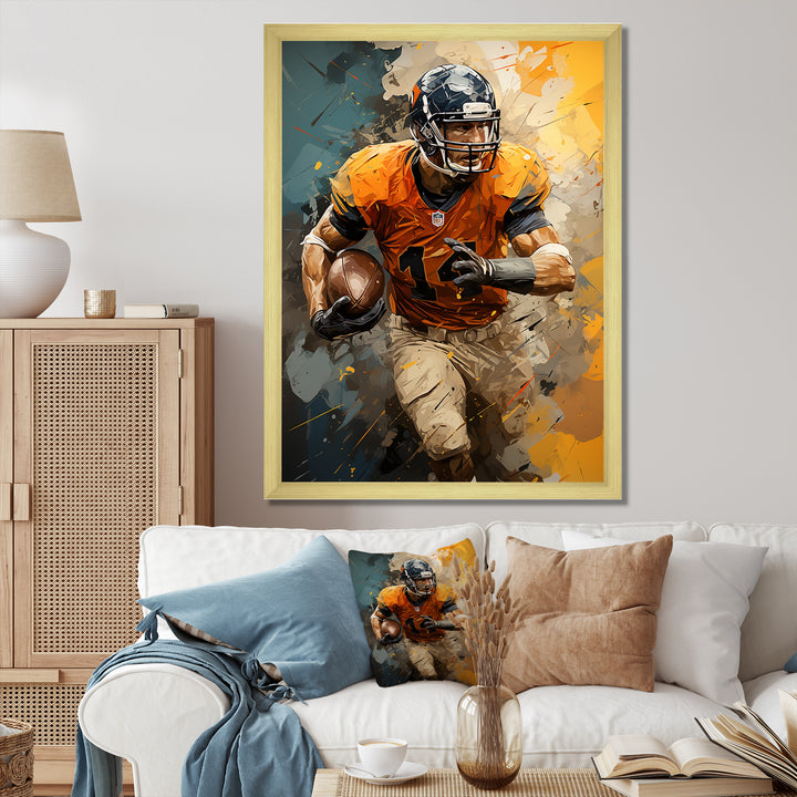 Yellow Football Fragmented Plays - Football Canvas Wall Art