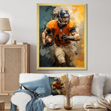 Yellow Football Fragmented Plays - Football Canvas Wall Art