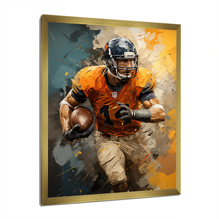 Yellow Football Fragmented Plays - Football Canvas Wall Art