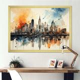 Colorful Nyc Cityscape Watercolor II - Cityscapes Canvas Wall Art