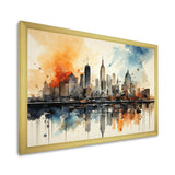 Colorful Nyc Cityscape Watercolor II - Cityscapes Canvas Wall Art