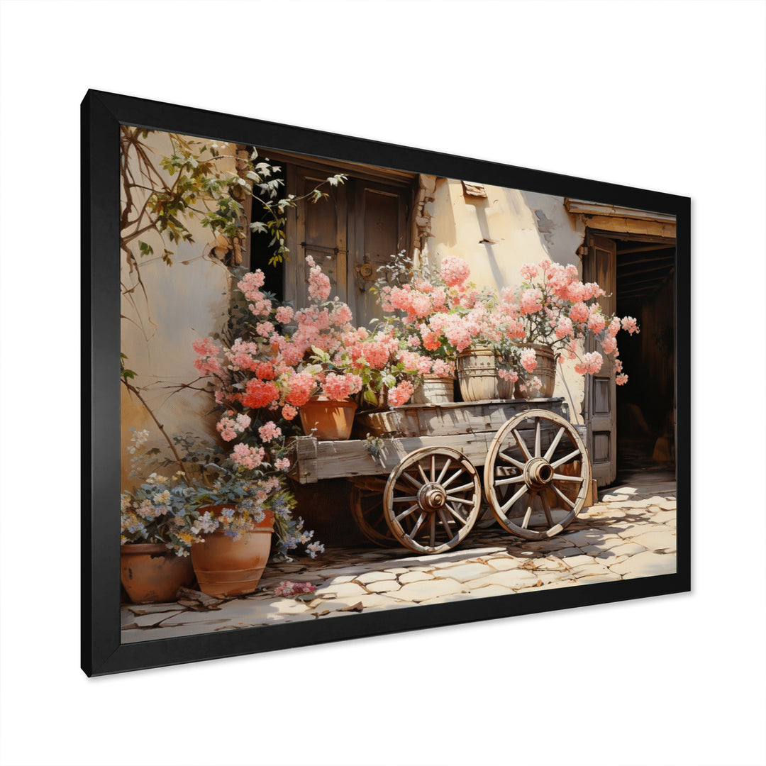 Pink Old Cart Wheels - Old American Cart Canvas Wall Art