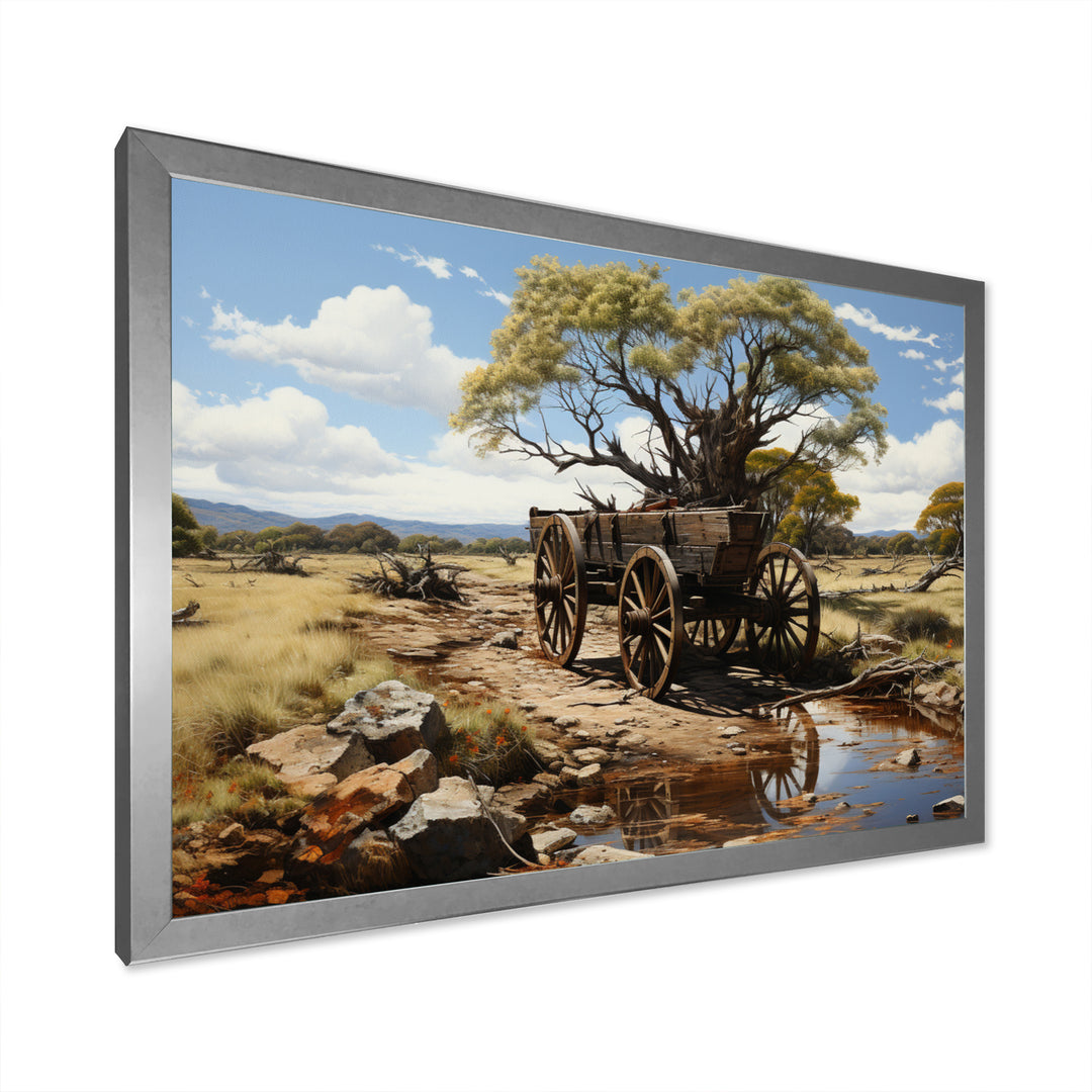 Green Old Cart  Whispers - Old American Cart Canvas Wall Art