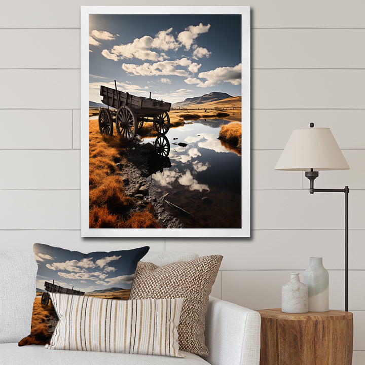 Yellow Old Cart Country Heritage - Old American Cart Canvas Wall Art