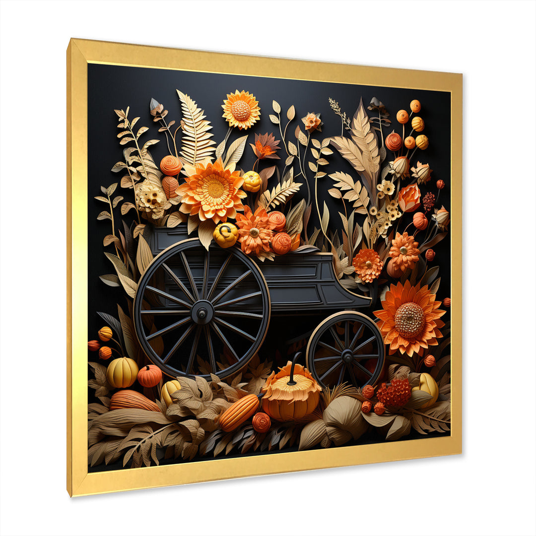 Orange Old Cart Country Treasures - Old American Cart Canvas Wall Art
