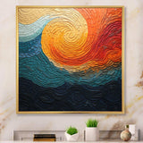 Teal Orange Op Art Rhythmic Illusion III - Abstract Canvas Wall Art