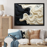 Black White Opt Art Contrasting Waves - Abstract Canvas Wall Art