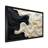 Black White Opt Art Contrasting Waves - Abstract Canvas Wall Art