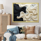 Black White Opt Art Contrasting Waves - Abstract Canvas Wall Art