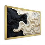 Black White Opt Art Contrasting Waves - Abstract Canvas Wall Art