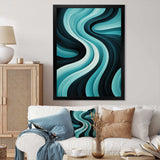 Turquoise Black Opt Art In - Abstract Canvas Wall Art