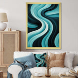 Turquoise Black Opt Art In - Abstract Canvas Wall Art