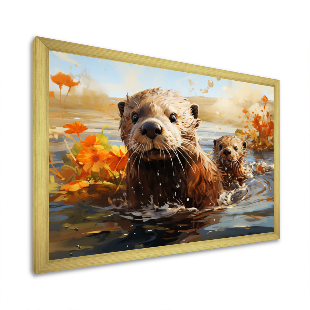 Brown Otters Odyssey - Otter Bedroom Wall Art