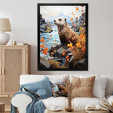 Brown Otter Playful River Dweller - Otter Canvas Wall Art