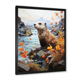 Brown Otter Playful River Dweller - Otter Canvas Wall Art