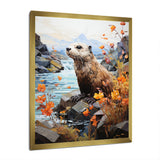 Brown Otter Playful River Dweller - Otter Canvas Wall Art
