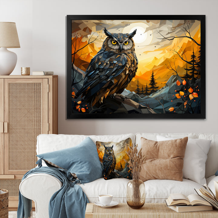 Yellow Owl Nights Watch Geometric - Yellow Owl Wall Art