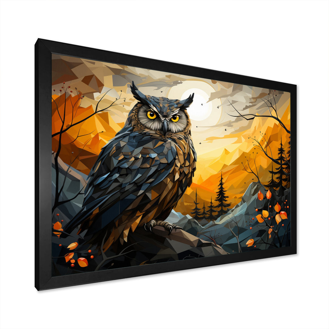 Yellow Owl Nights Watch Geometric - Yellow Owl Wall Art