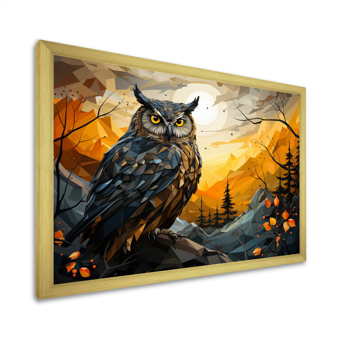 Yellow Owl Nights Watch Geometric - Yellow Owl Wall Art
