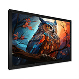 Orange Owl Nights Watch Geometric - Owl Framed Canvas Art