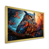 Orange Owl Nights Watch Geometric - Owl Framed Canvas Art