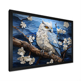 Blue Owl Nights Watch Pastoral - Owl Large Canvas Wall Art