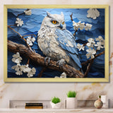 Blue Owl Nights Watch Pastoral - Owl Large Canvas Wall Art