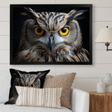 Black White Owl Portrait - Owl Living Room Wall Art