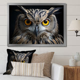 Black White Owl Portrait - Owl Living Room Wall Art