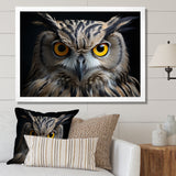 Black White Owl Portrait - Owl Living Room Wall Art