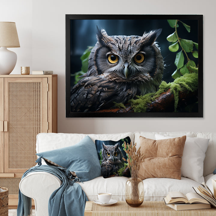 Grey Owl Portrait - Owl Bedroom Wall Art