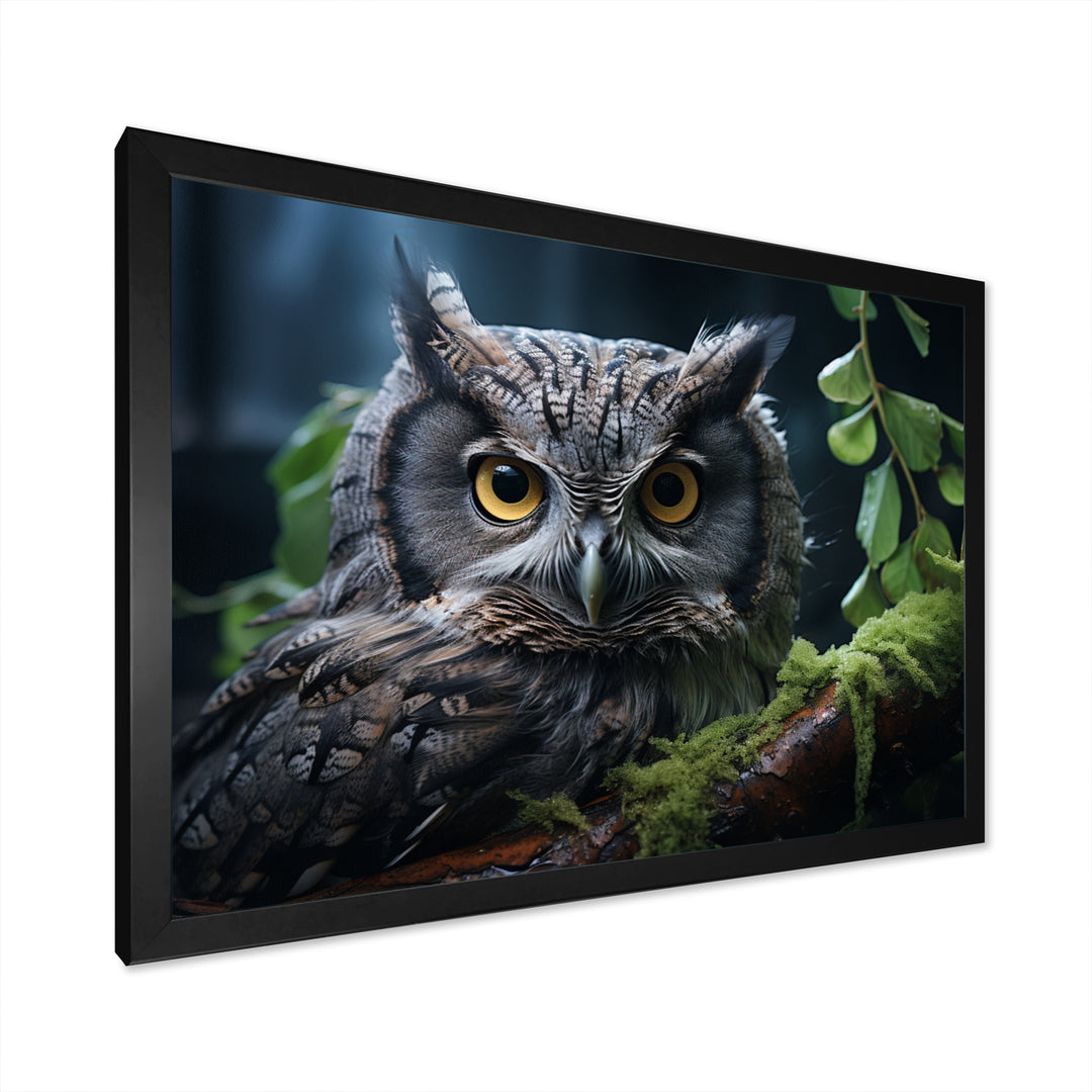 Grey Owl Portrait - Owl Bedroom Wall Art