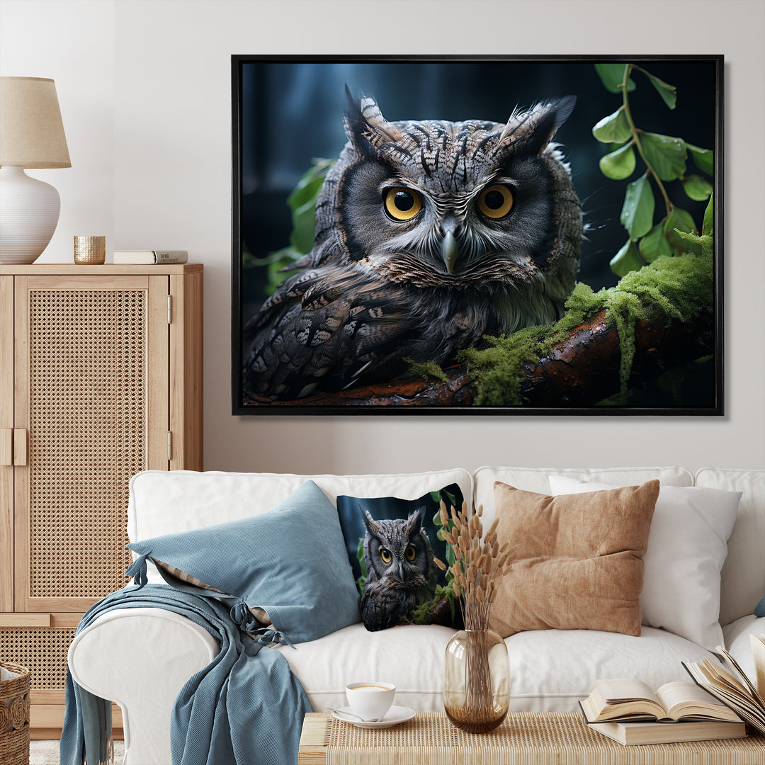 Grey Owl Portrait - Owl Bedroom Wall Art